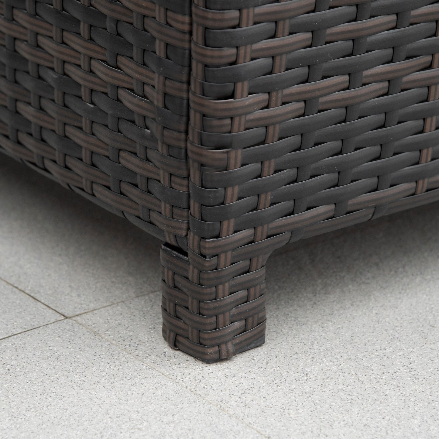 Rattan Garden Furniture Side Table Patio Frame Tempered Glass New