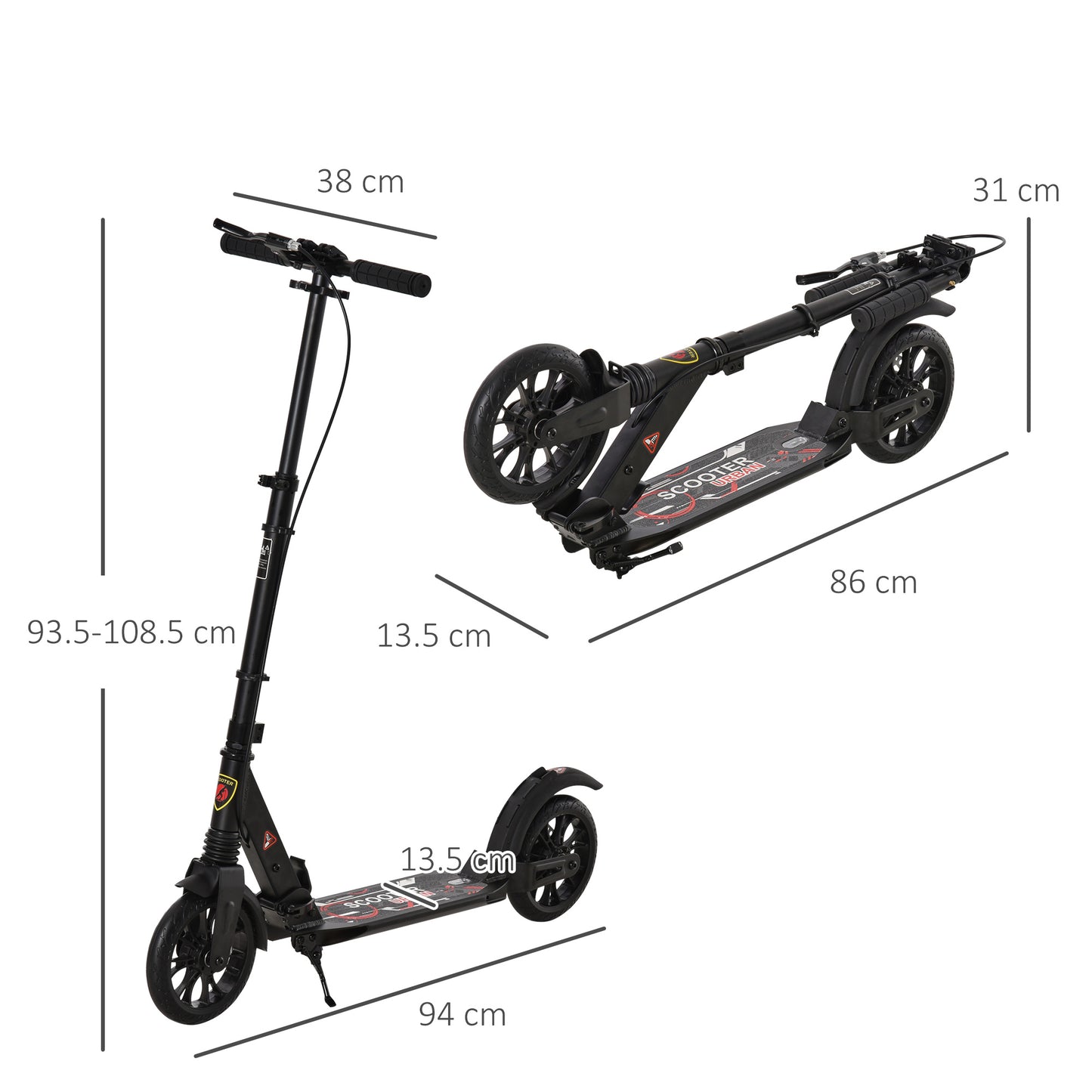 Adult Teens Kick Scooter Foldable Height Adjustable Aluminium Ride