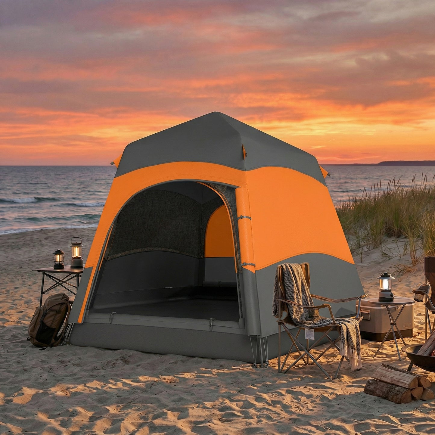 Double Layer Instant Pop Up Tent with Rainfly