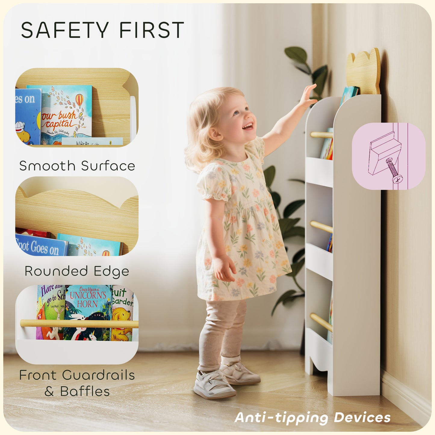 Kids Bookshelf, 3 Tier Children Bookcase