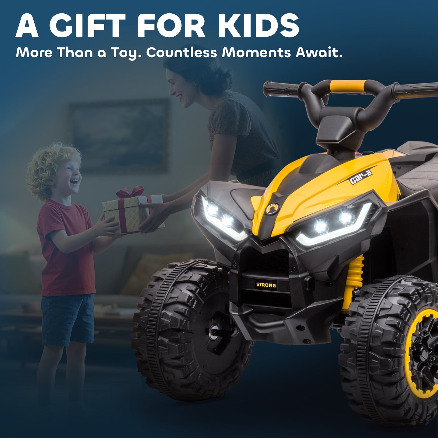 12V Ride-On Quad Bike w/ Music, Horn, for Ages 3+ Years