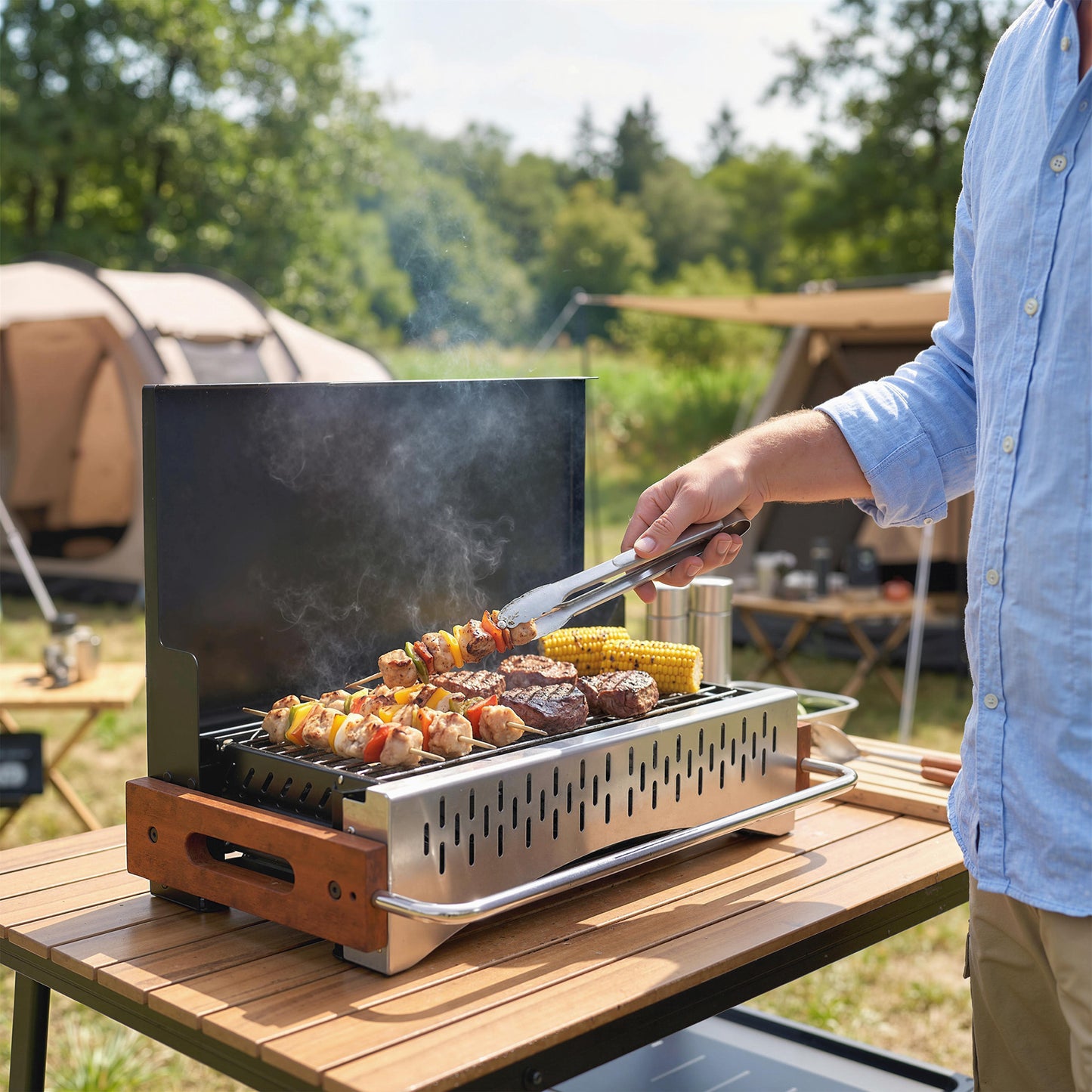 Portable BBQ Grill, Folding Charcoal Barbecue Grill