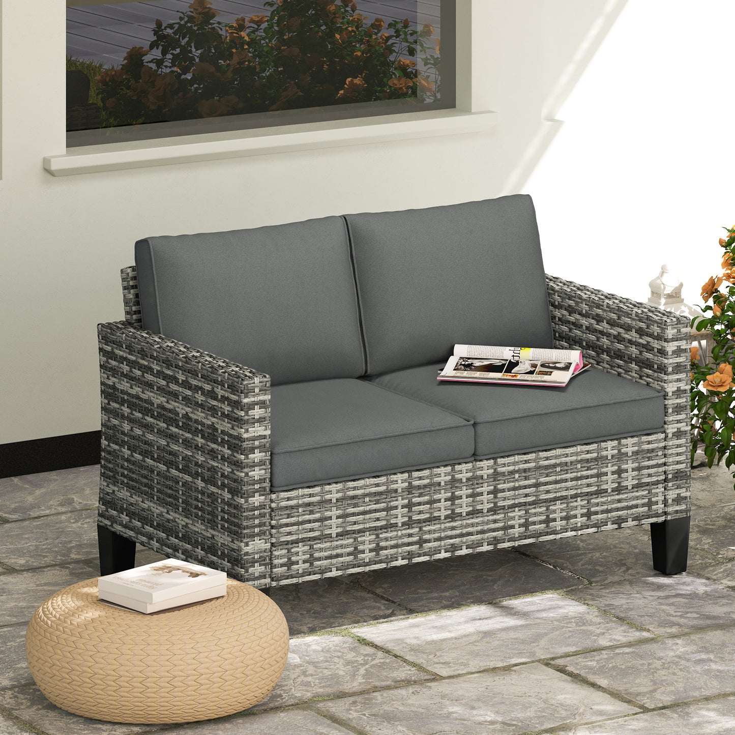 Two-Seater Rattan Outdoor Sofa