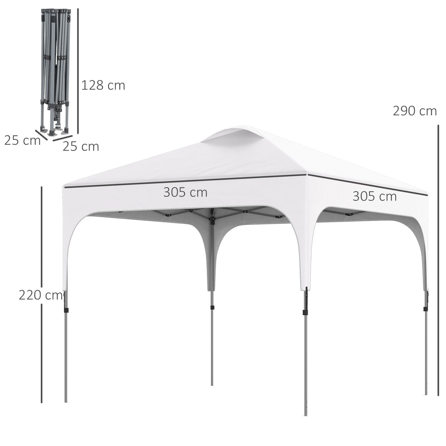 3 x 3(M) Pop Up Gazebo, UPF 50+ Foldable Canopy Tent