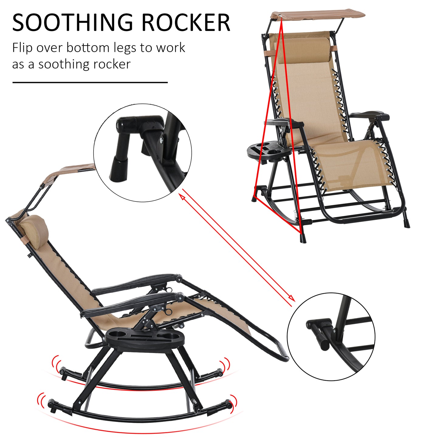 Garden Rocking Chair Folding Recliner Outdoor Adjustable Sun