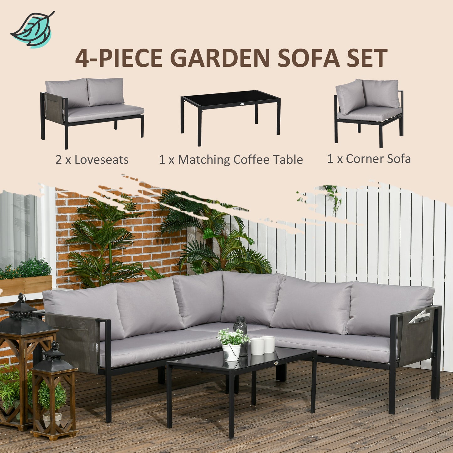 5 Seater Garden Corner Sofa Set