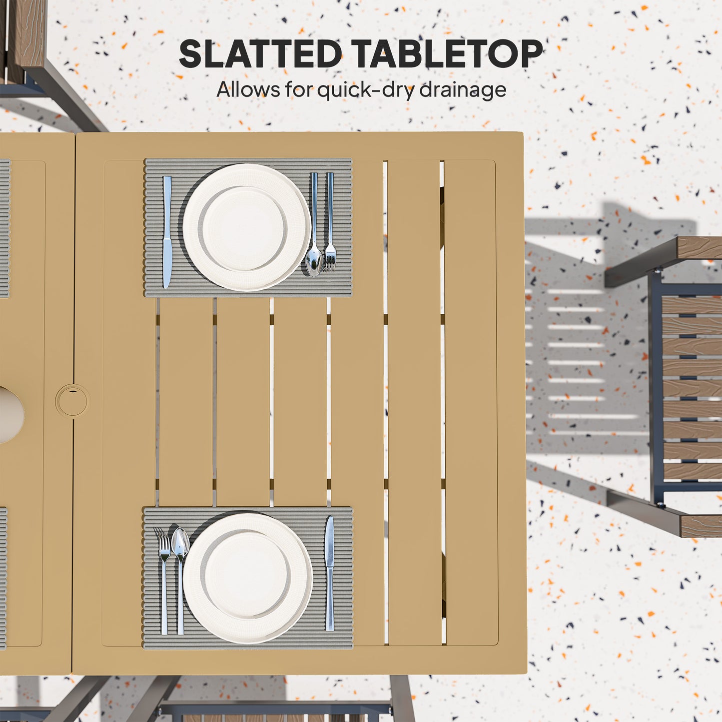 Garden Dining Table, 150 x 90 cm Rectangle Outdoor Table