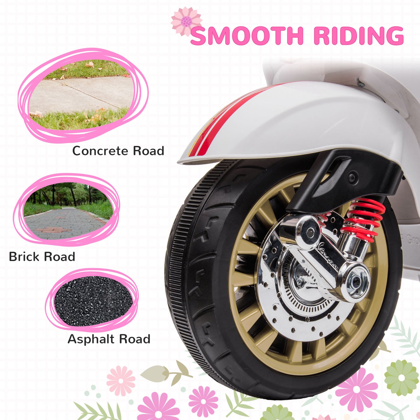 12V Vespa Licensed Kids Electric Motorbike w/ Music, Lights