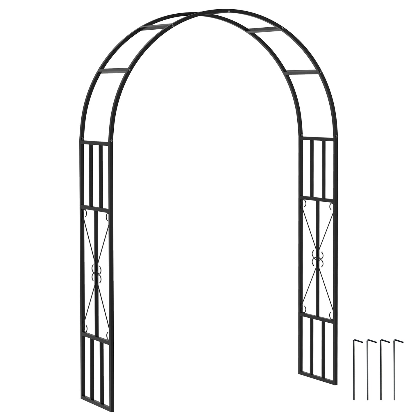 Steel Garden Arch, 2.2m High x 1.5m Wide Metal Garden Trellis