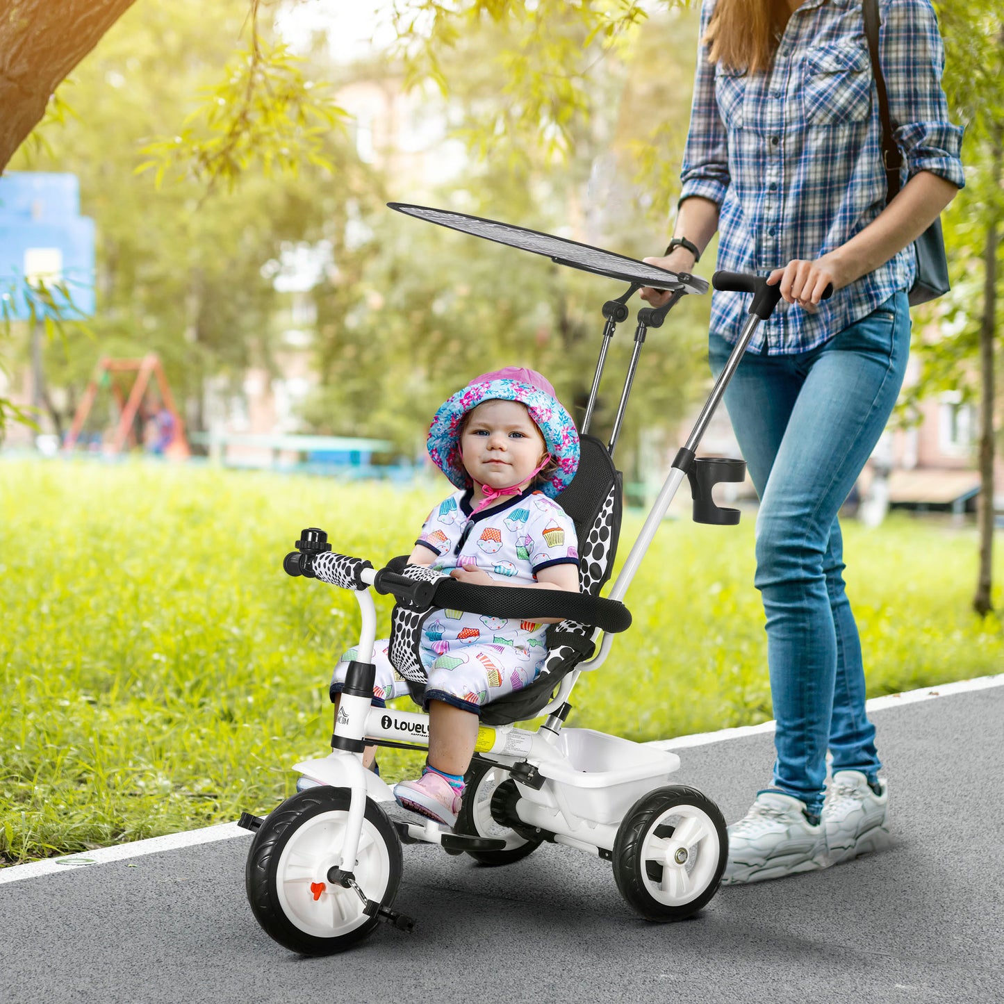 6 in 1 Tricycle for Kids with 5-point harness straps, Removable Canopy (2)