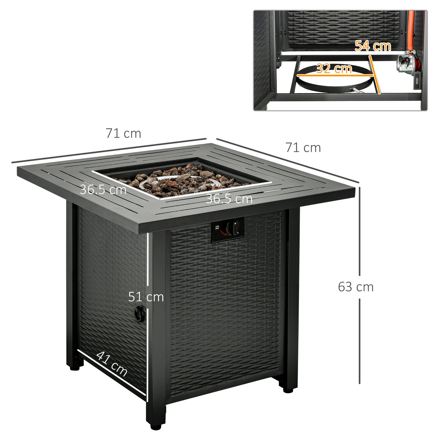 Square Propane Gas Fire Pit Table (1)