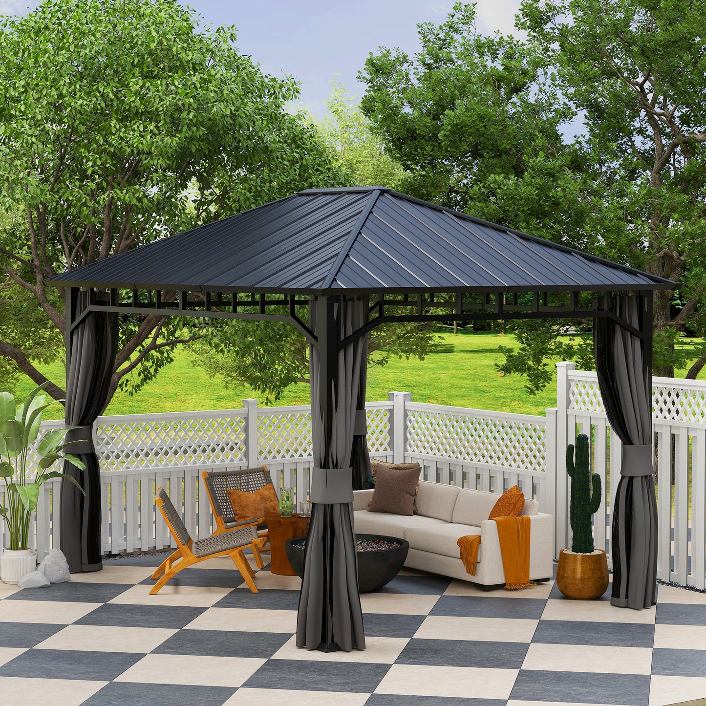 3 x 4m Hardtop Gazebo with Galvanised Steel Roof and Water Gutter