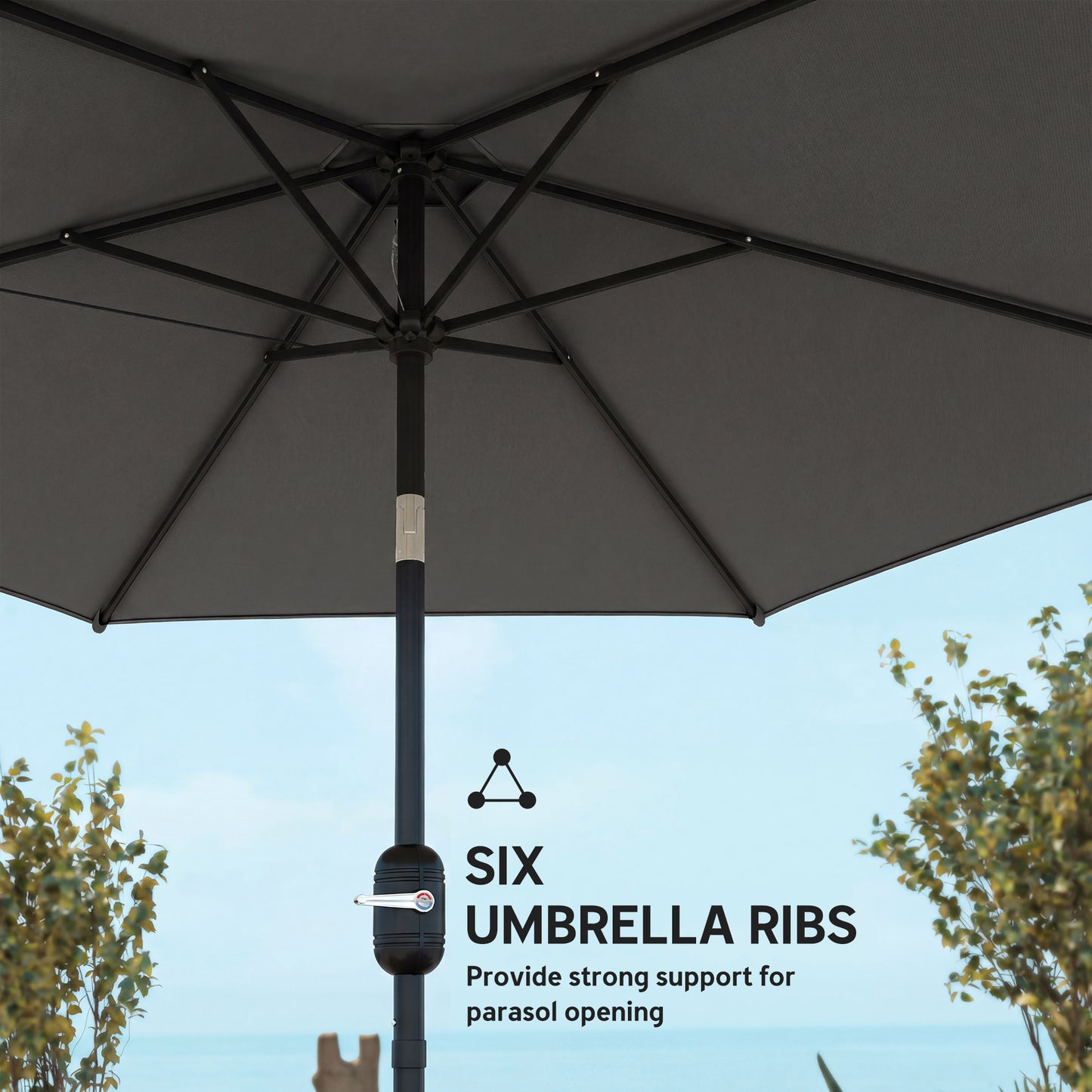 2.6 m Garden Parasol Umbrella with Aluminium Pole (1)