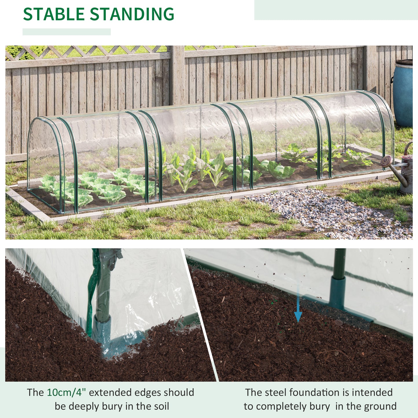 395  x 100 cm Low Tunnel Greenhouse