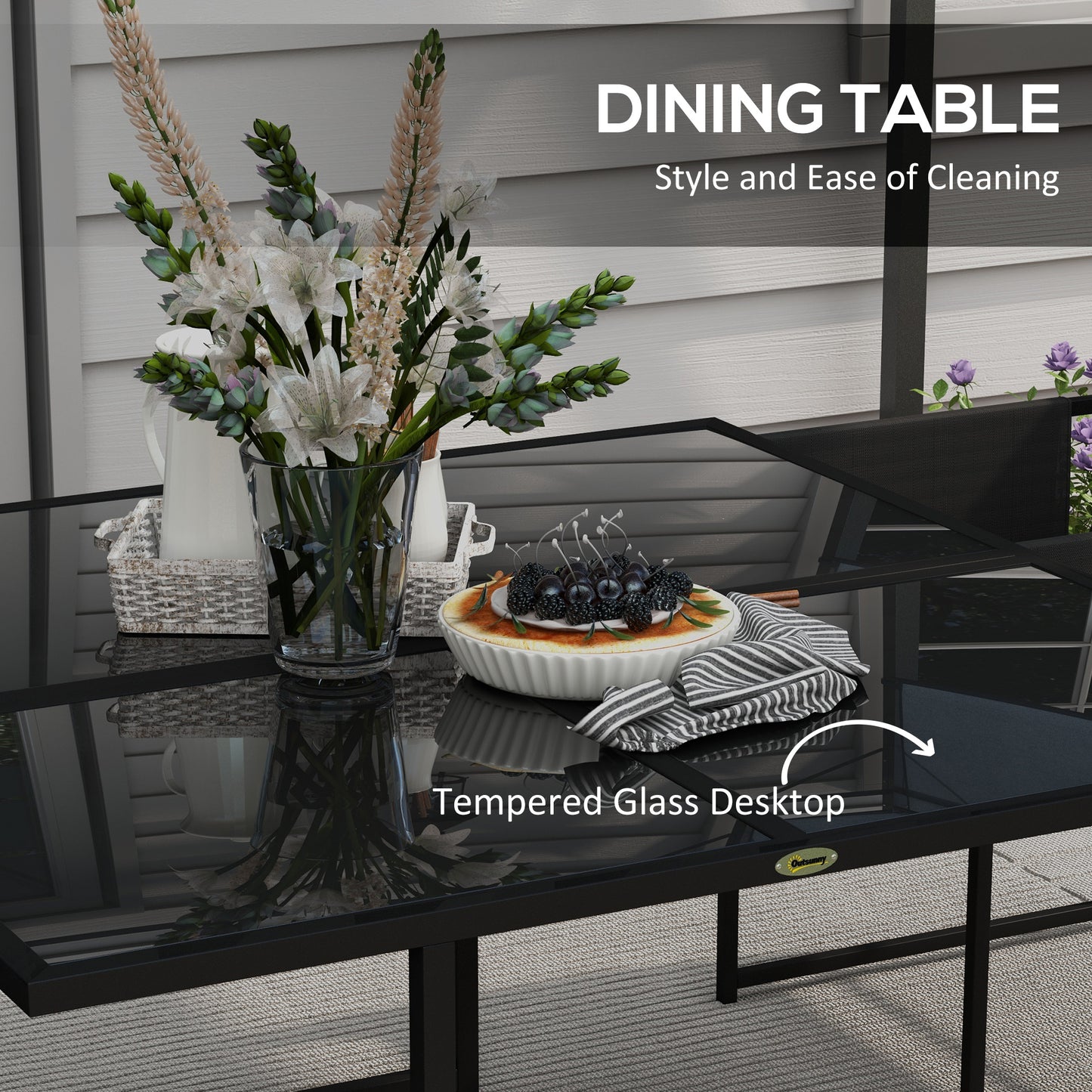 5 Piece Garden Dining Set with Breathable Mesh Seat