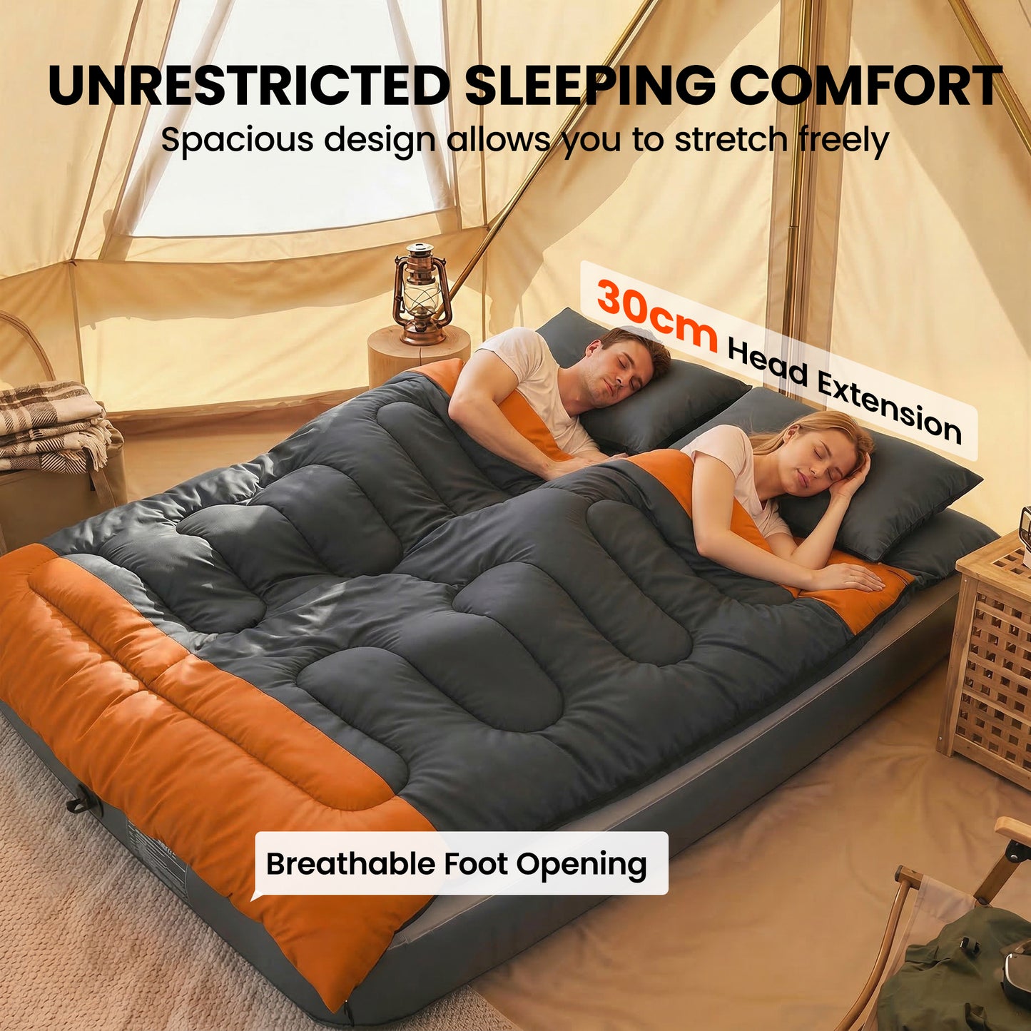 Double Sleeping Bag with 2 Pillows (1)