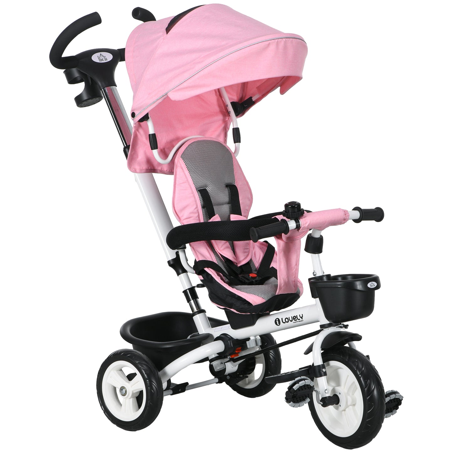 Metal Frame 6 in 1 Baby Push Tricycle with Parent Handle