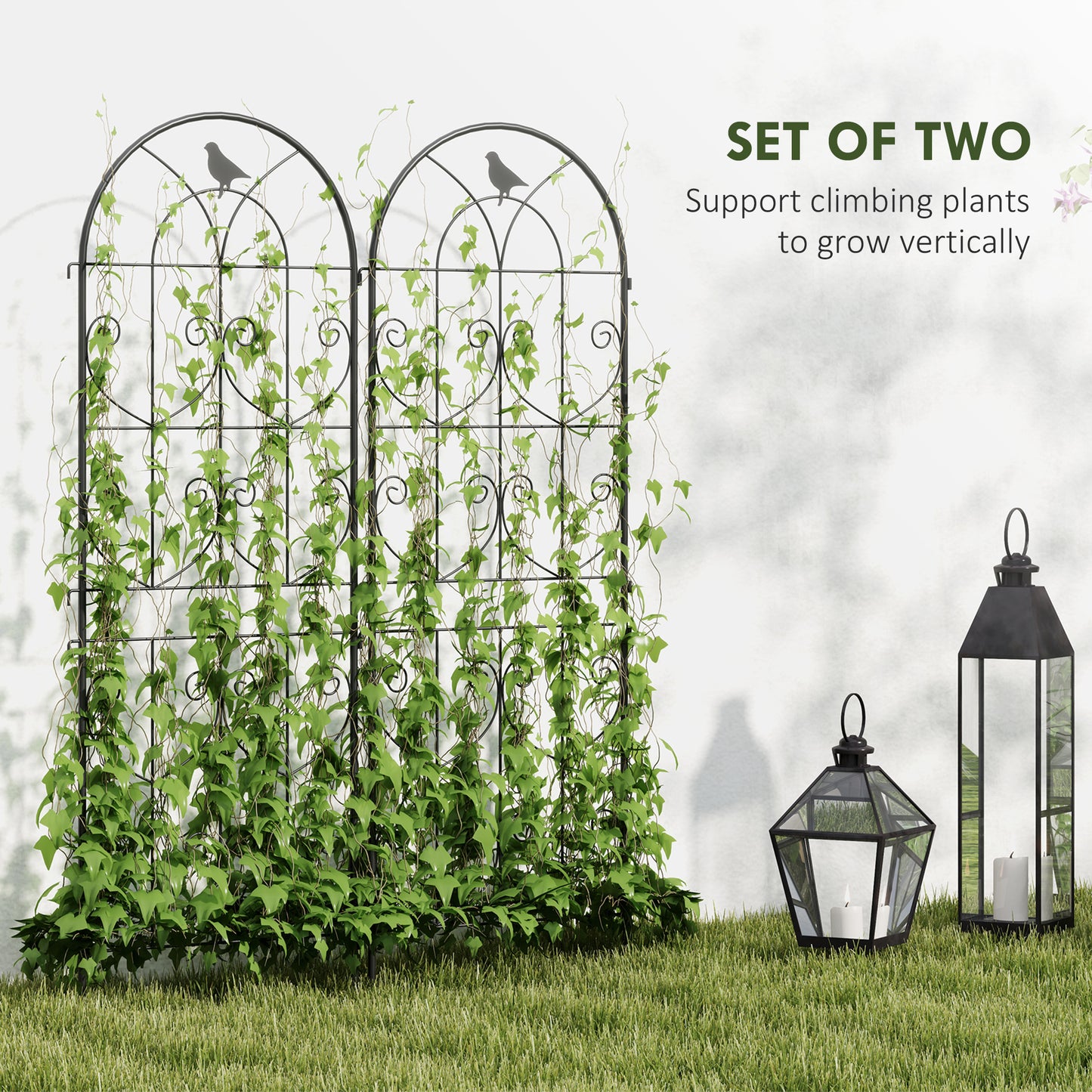 Set of 2 Garden Trellis, Metal Fence Panels