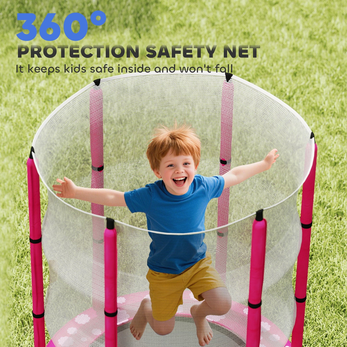 4.6ft Toddler Trampoline w/ Safety Enclosure Net