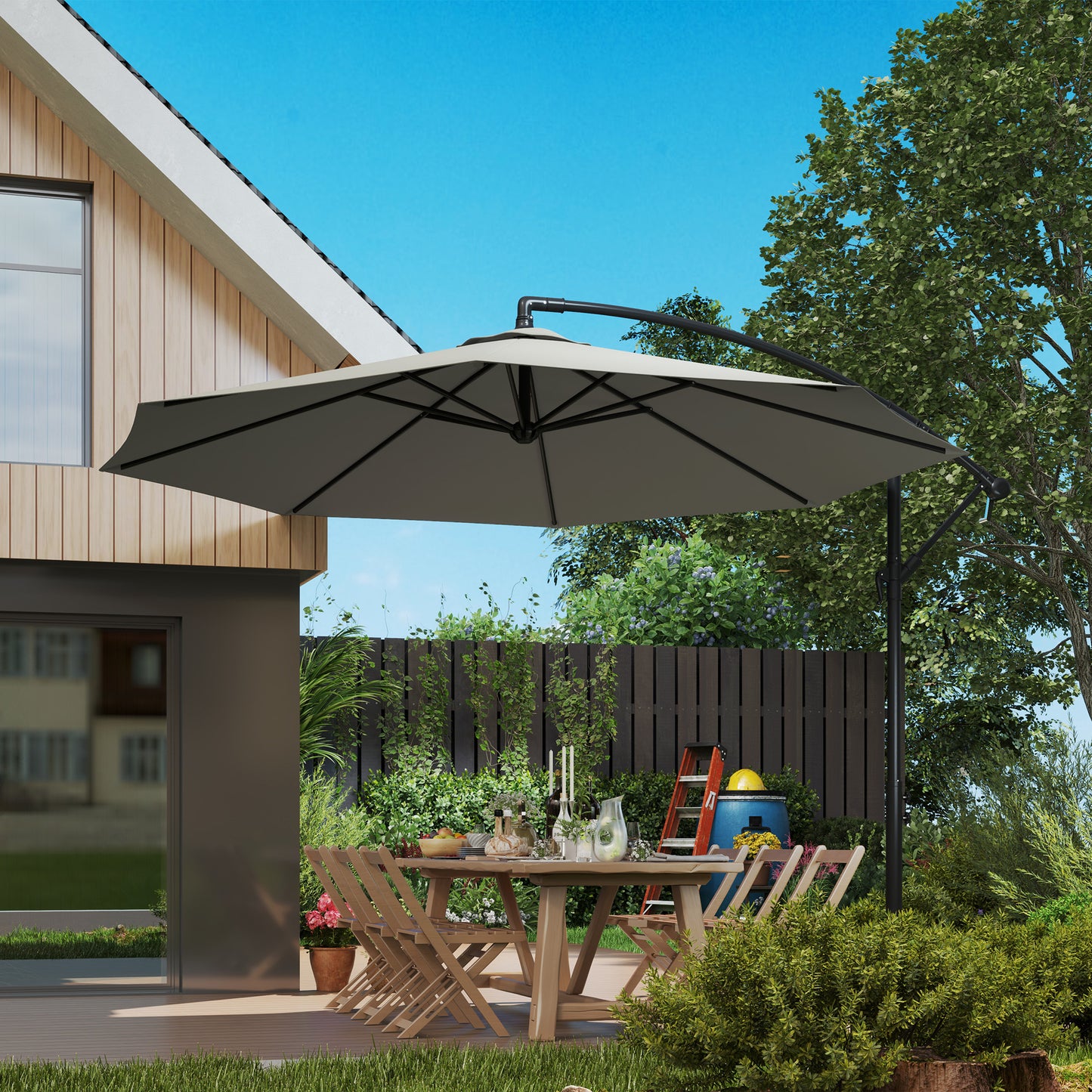 3m Overhanging Cantilever Parasol, with Cross Base