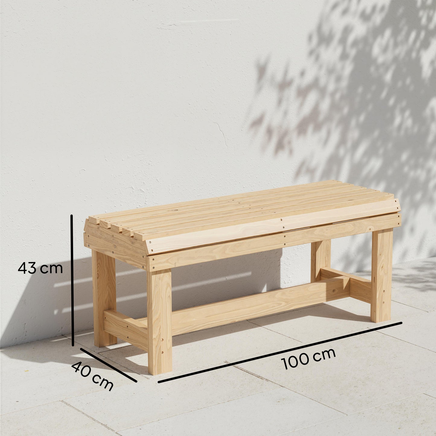 Wooden Outdoor Bench, 2 Seater Garden Bench