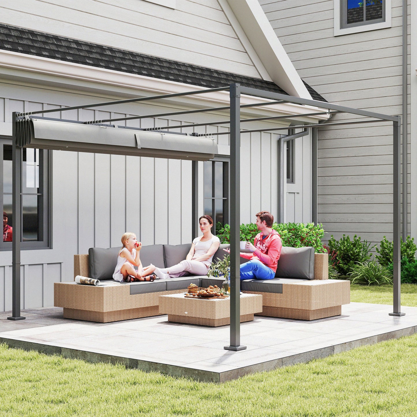 3 x 3m Retractable Roof Metal Pergola