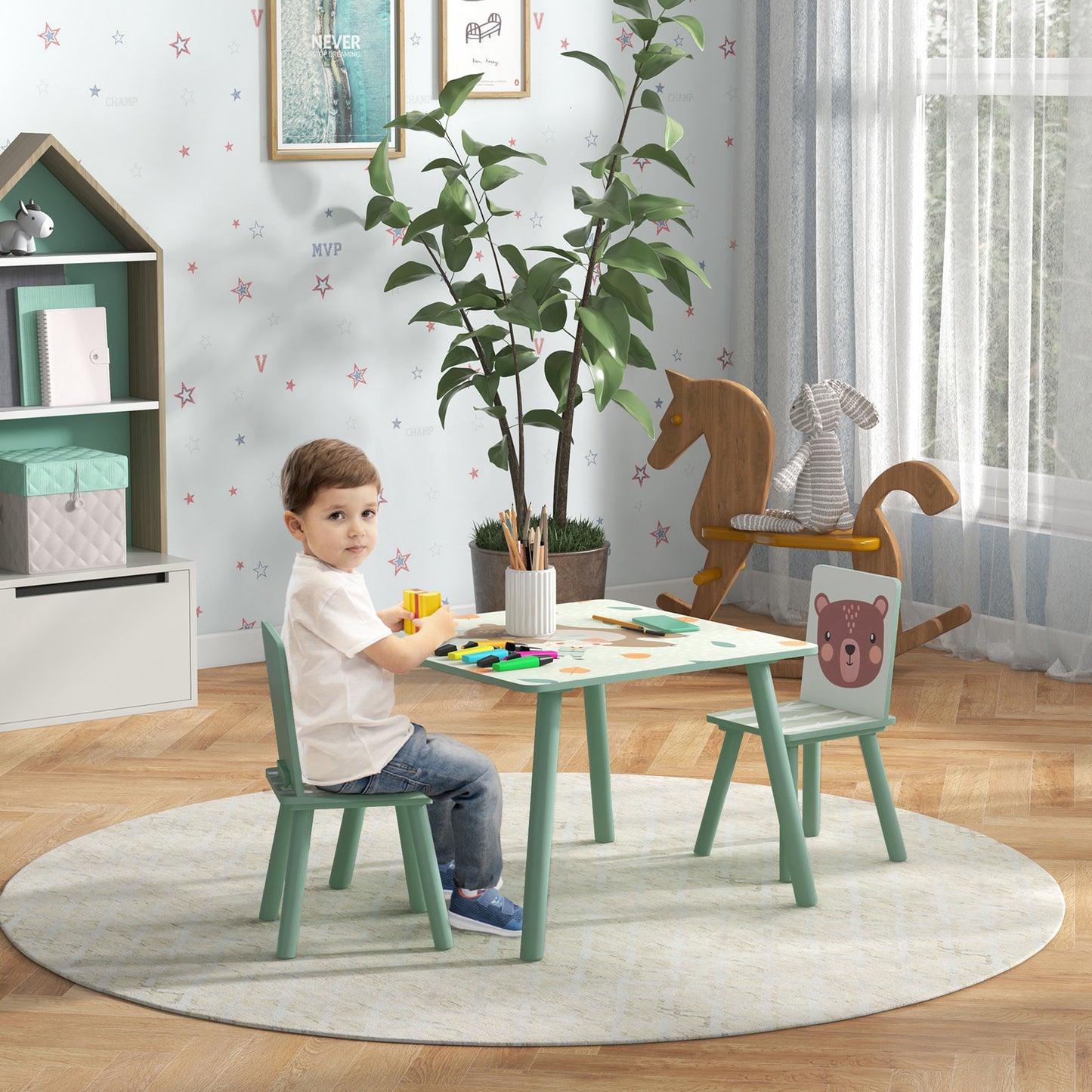 Kids and Table Chairs, Children Desk with Two Chairs