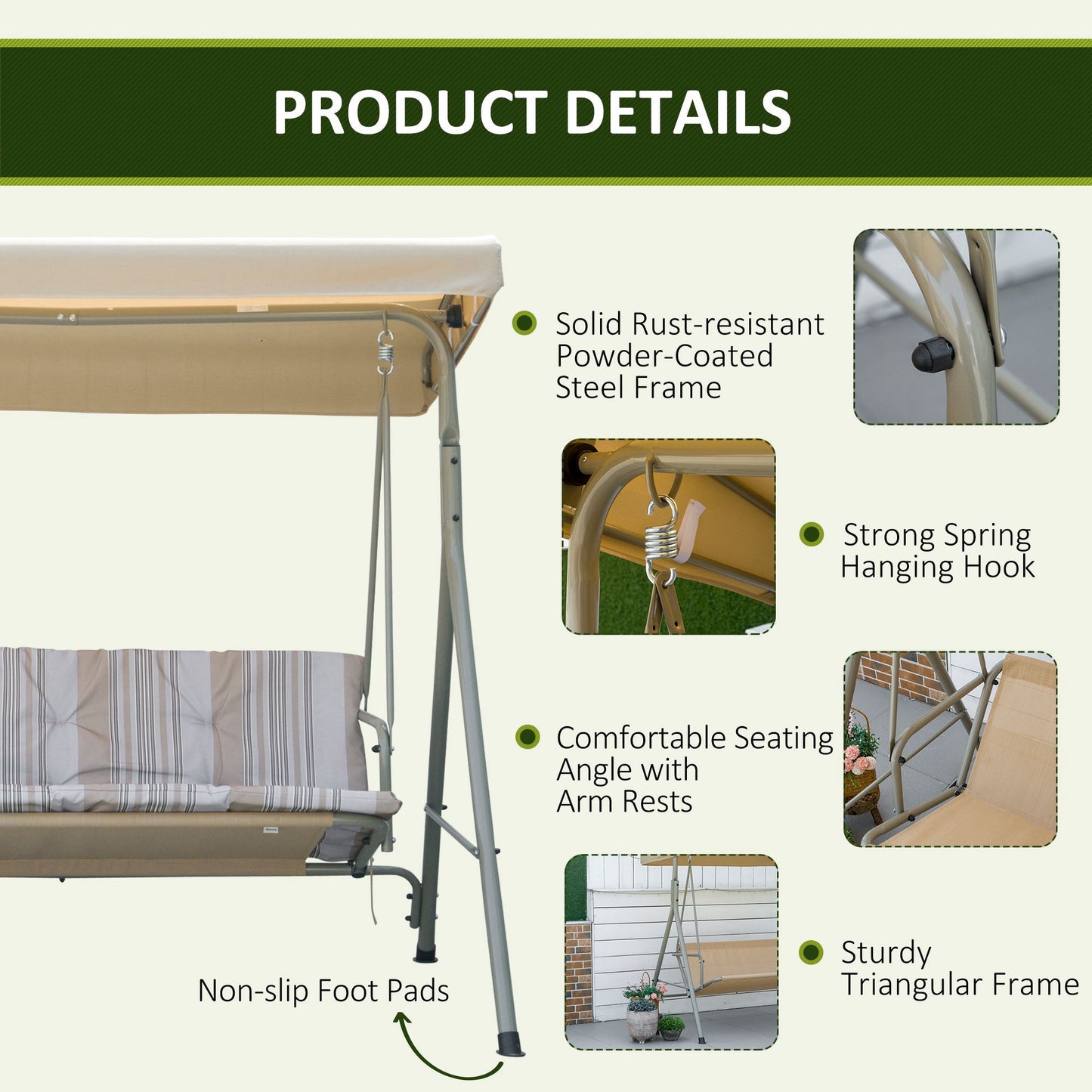 Three-Seater Garden Swing Seat