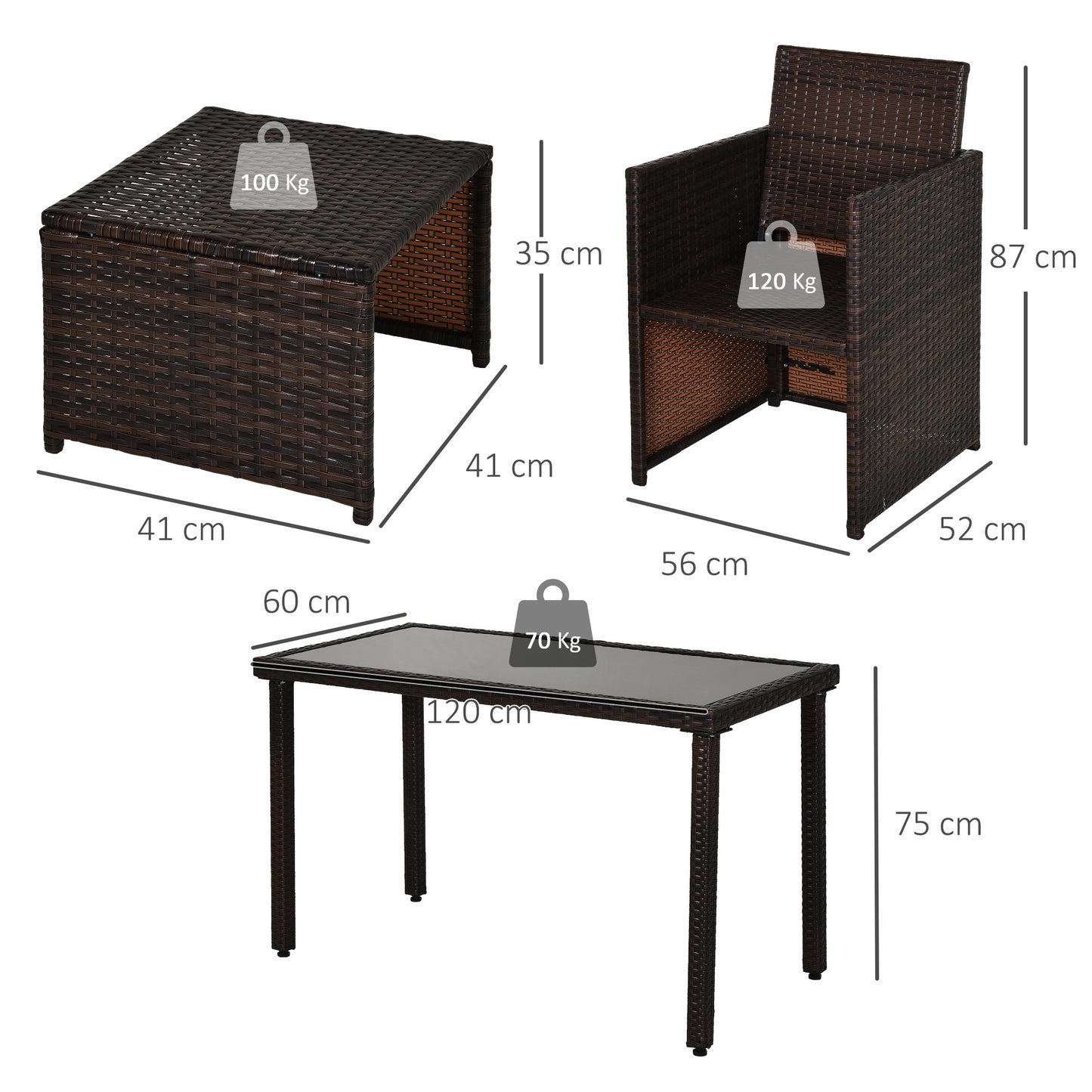 2 Seater Rattan Cube Garden Furniture Set
