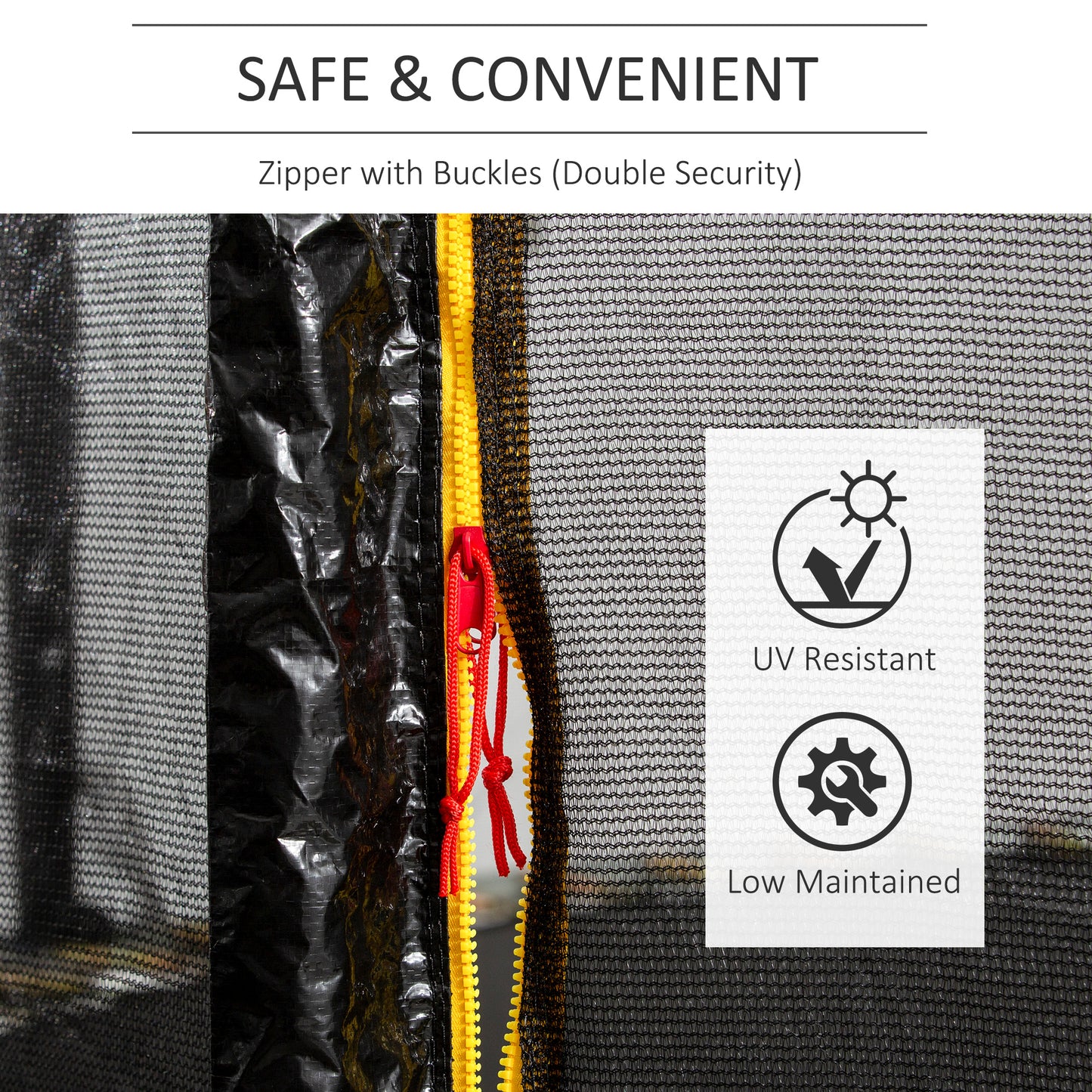 13ft Trampoline Net Replacement Safety Net Enclosure Net Spare w/ 8