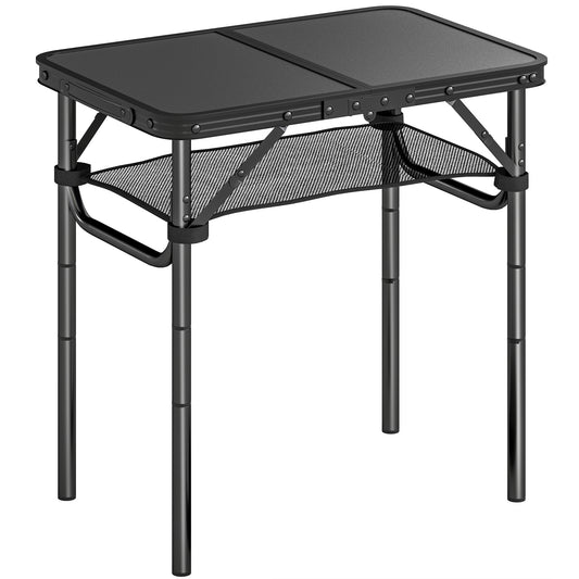 2ft Folding Camping Table, Picnic Table with Mesh Storage Layer