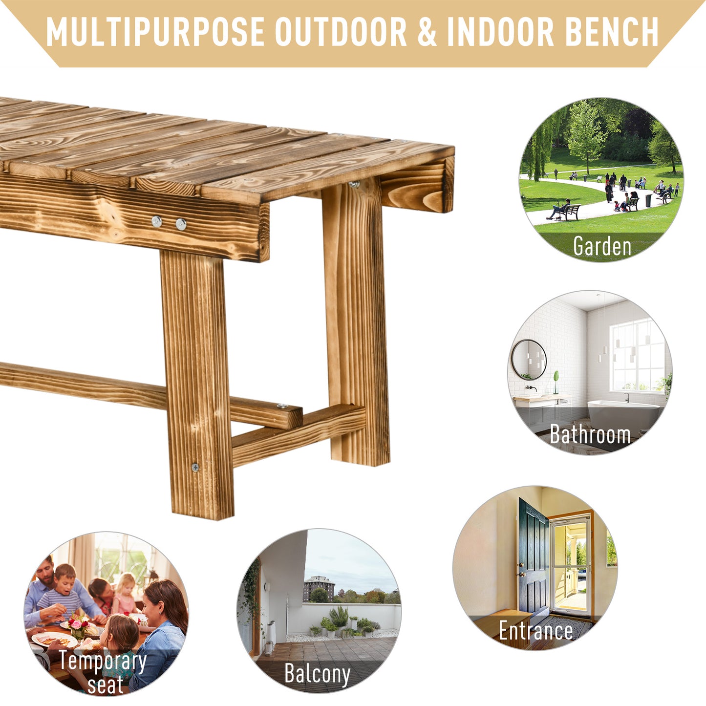 Wooden Garden Benches, 2 Seater Outdoor Benches (1)