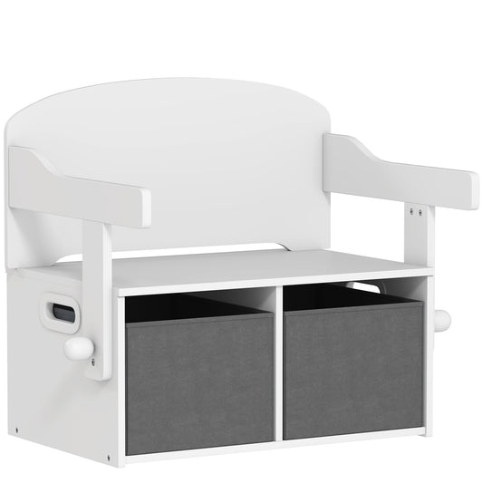 3 in 1 Kids Storage Bench, Convertible Children Table and Chair Set