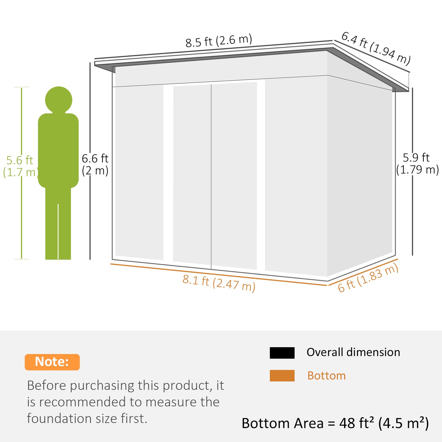 8.5 x 6ft Metal Shed with Lightsky Panels