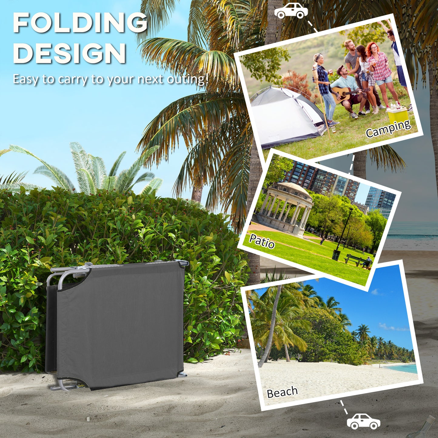 Folding Sun Lounger with Canopy