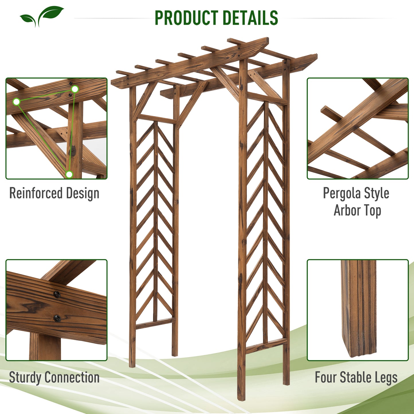 Wooden Garden Arbor, Arch Trellis with Classic Countryside Style