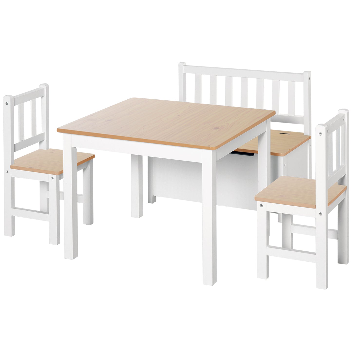 4-Piece Kids Table and Chair Set with 2 Wooden Chairs (1)