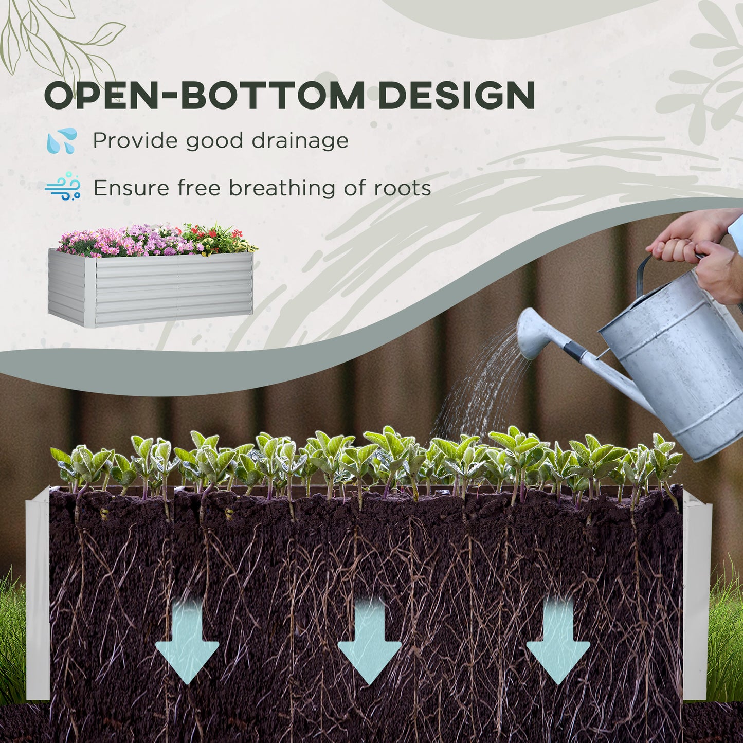 Raised Beds for Garden, Galvanised Steel Outdoor Planters