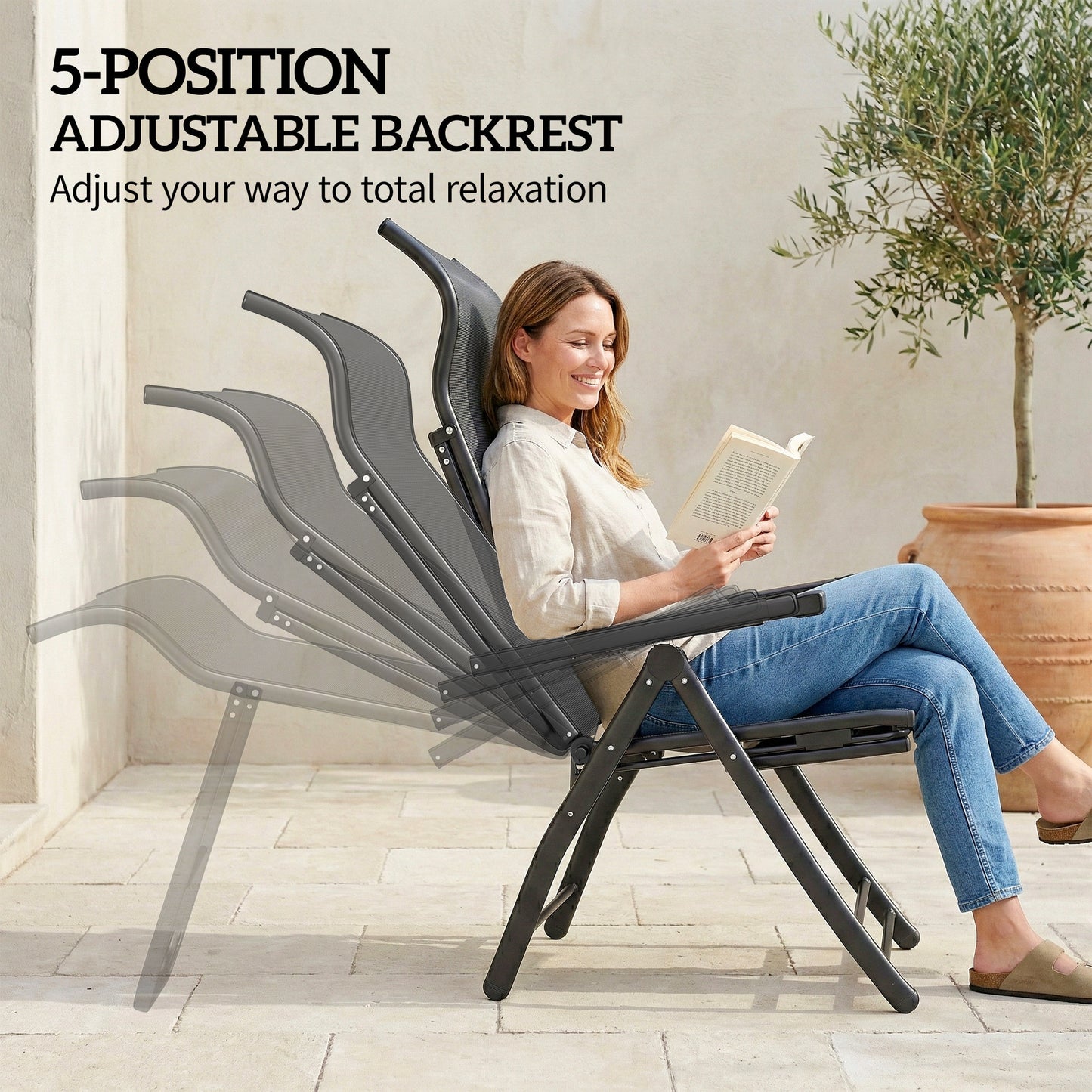 Reclining Garden Chairs Set of 2