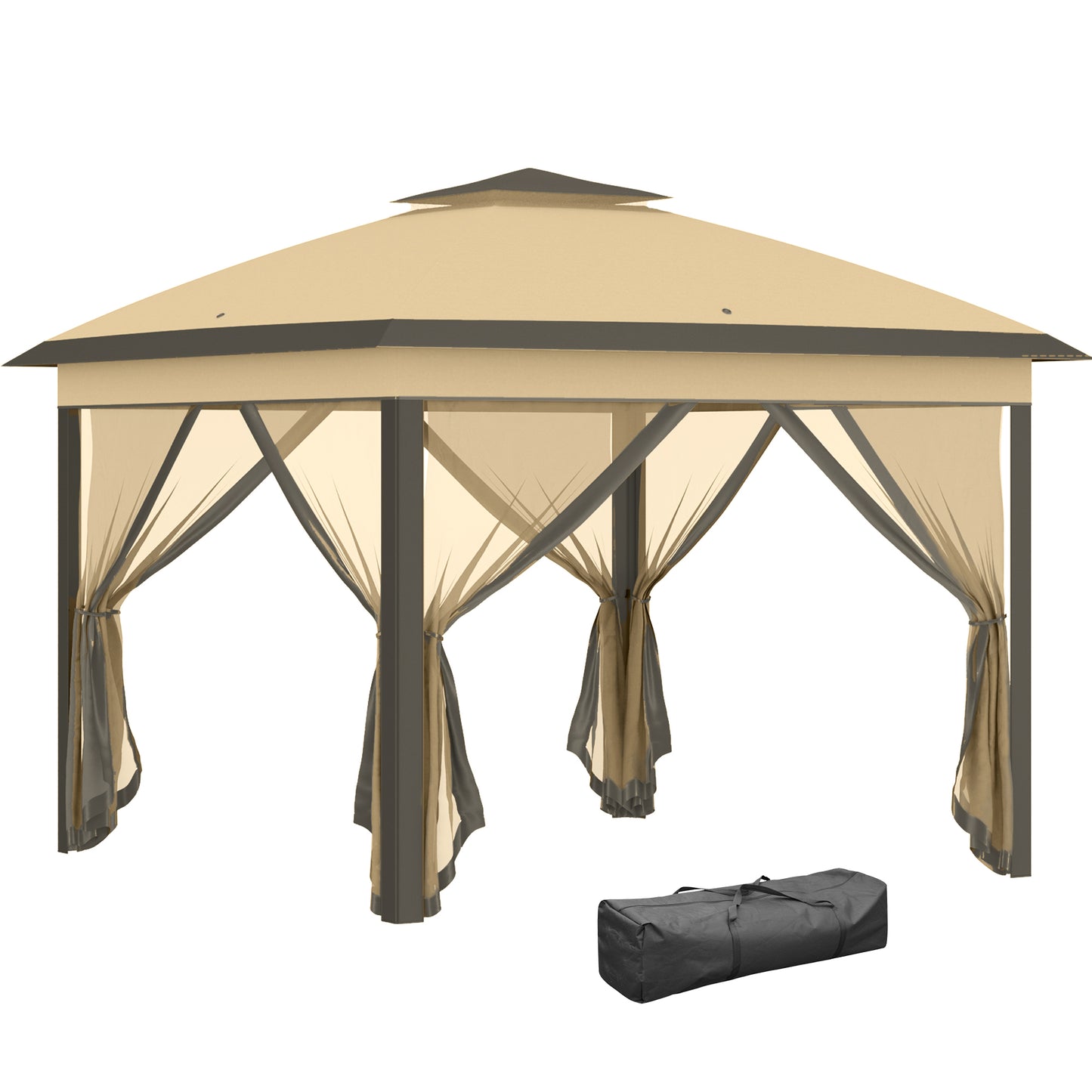3.3 x 3.3m Pop Up Gazebo, Double Roof Foldable Canopy Tent
