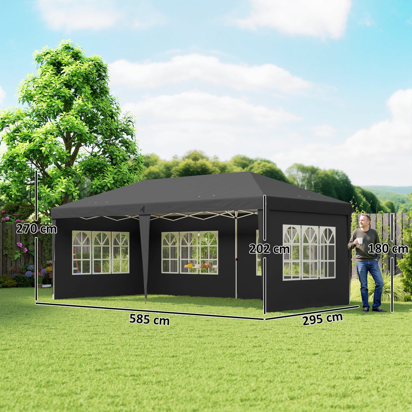 3 x 6m Pop-Up Gazebo, with Removable Walls