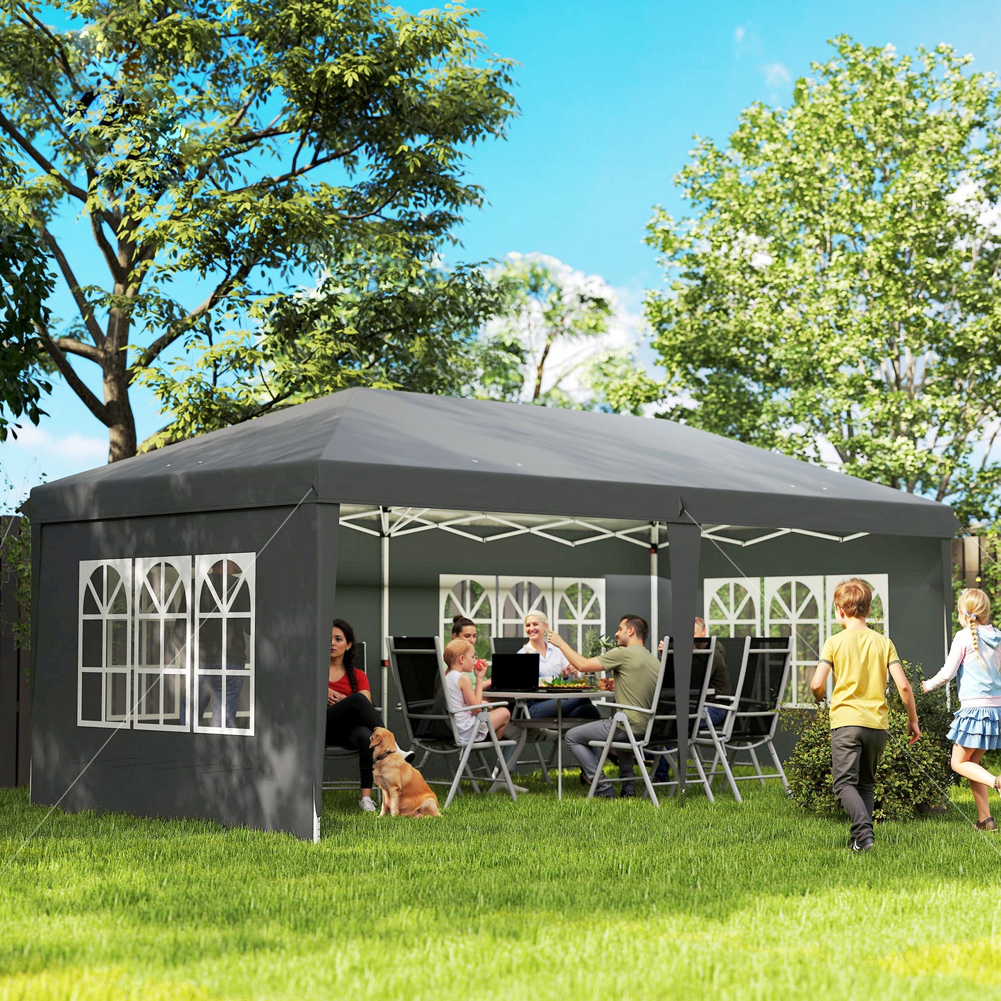 3 x 6m Pop-Up Gazebo, with Removable Walls