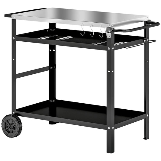 BBQ Trolley with Stainless Steel Top Adjustable Shelf