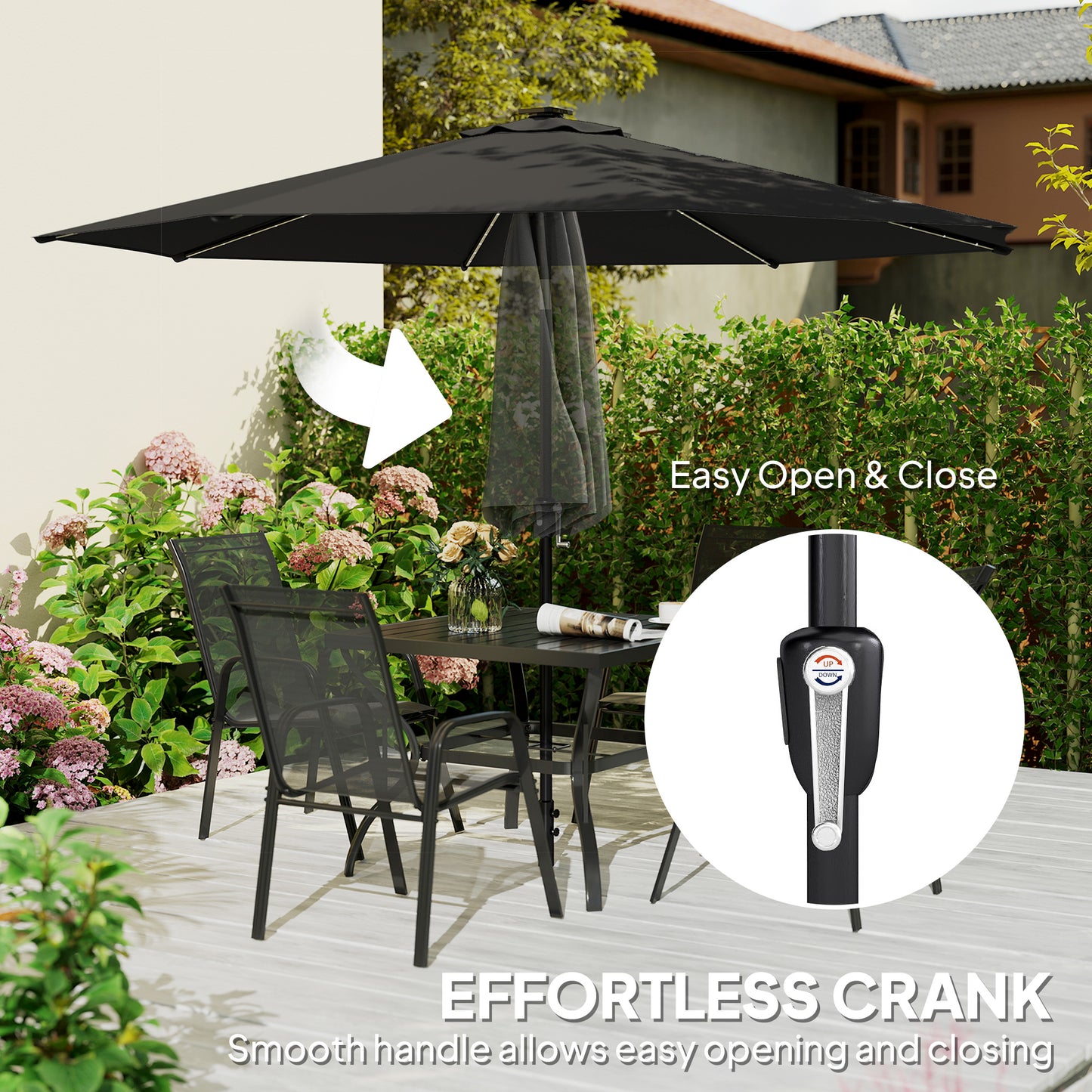 3 m Garden Parasol Umbrella with 112 Solar Powered LED Lights