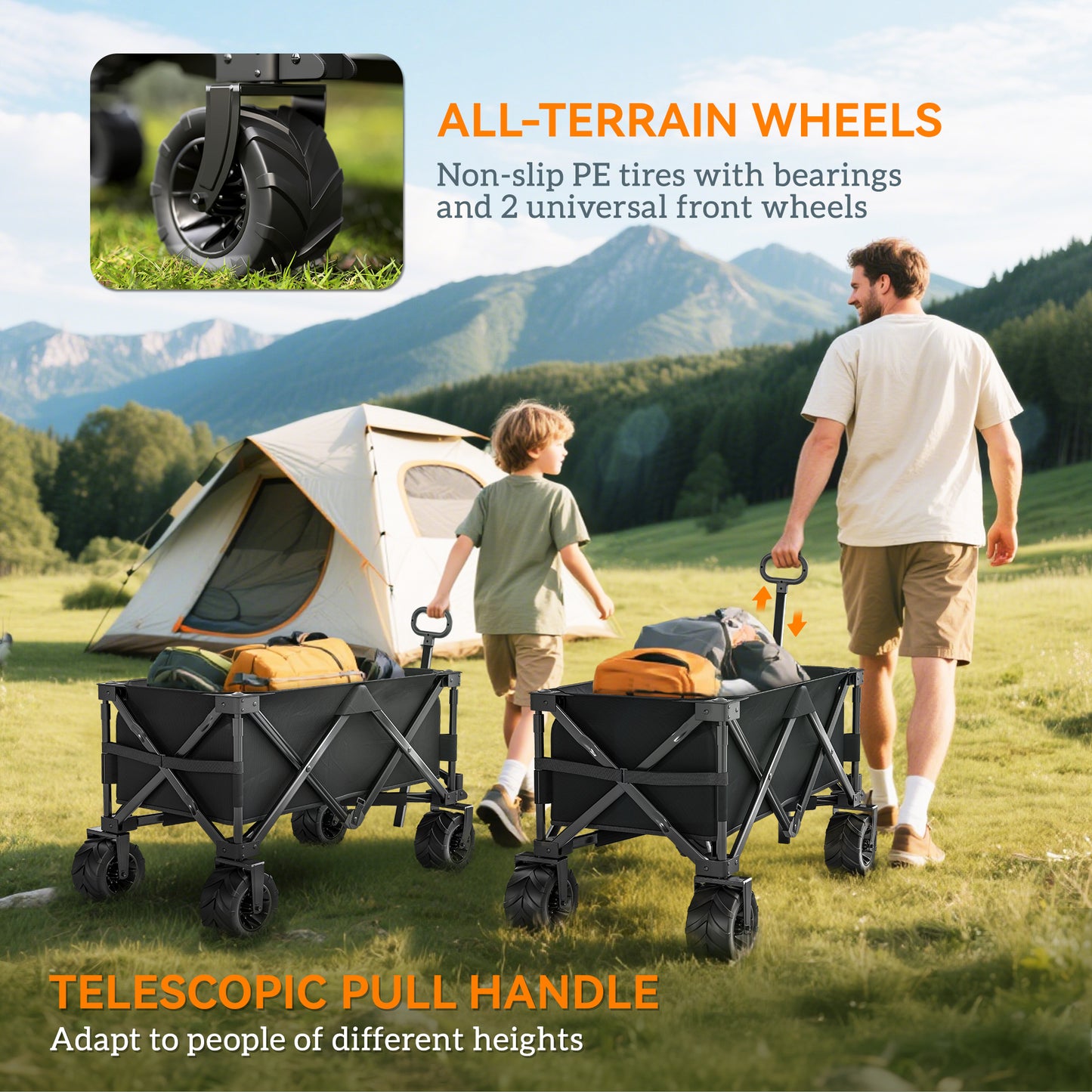 Outdoor Folding Garden Trolley on Wheels