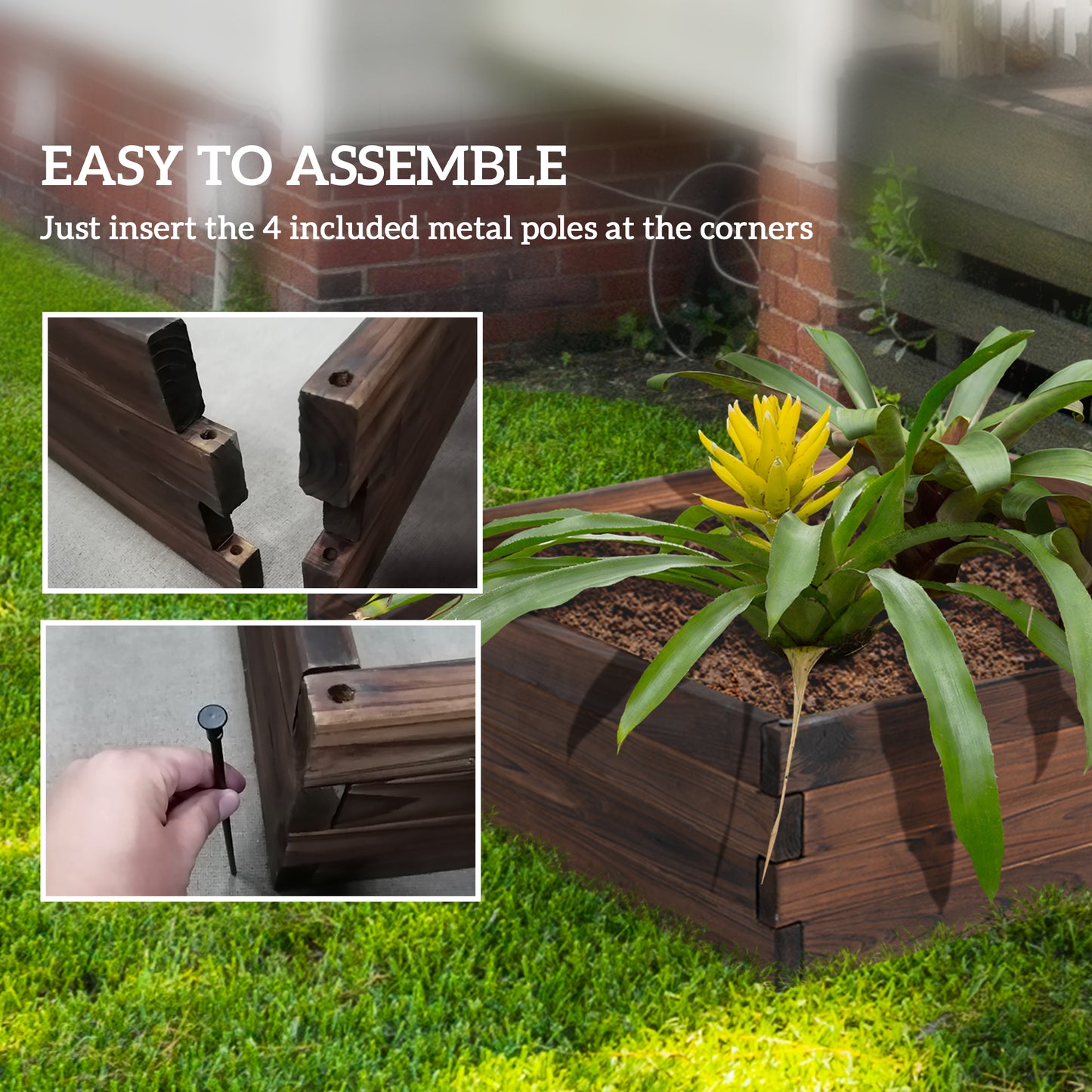 128L Wooden Raised Beds for Garden Planter Grow Containers