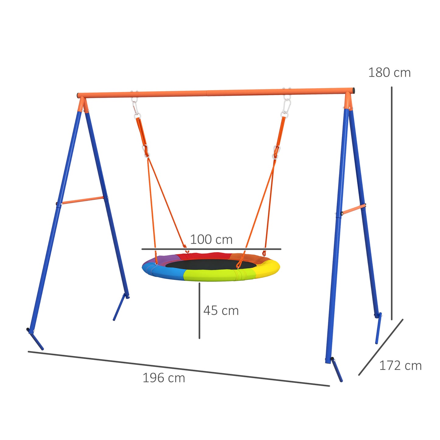 Metal Kids Swing Set Nest Swing Seat with A-Frame Structure