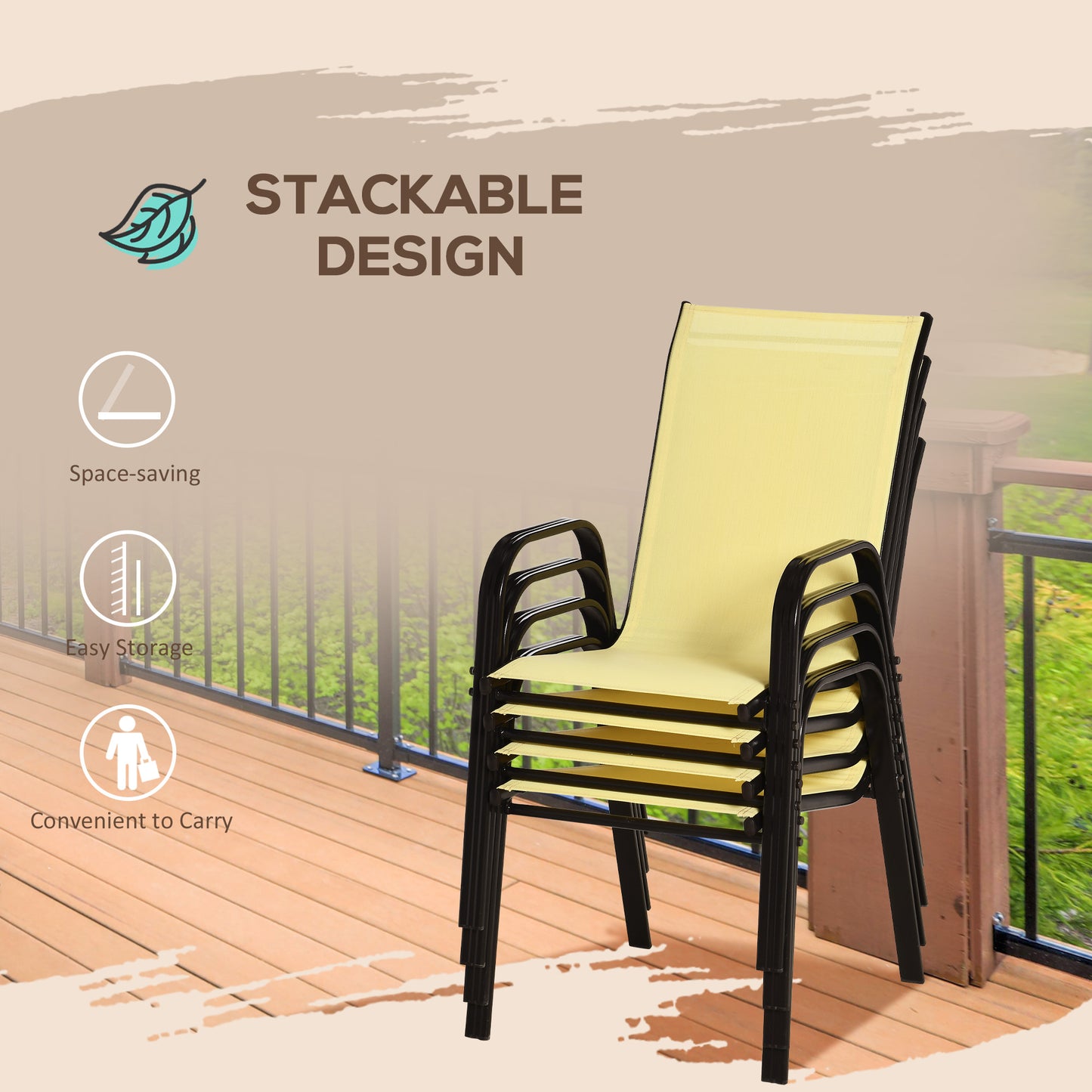 Set of Four Stackable Mesh Seat Chairs