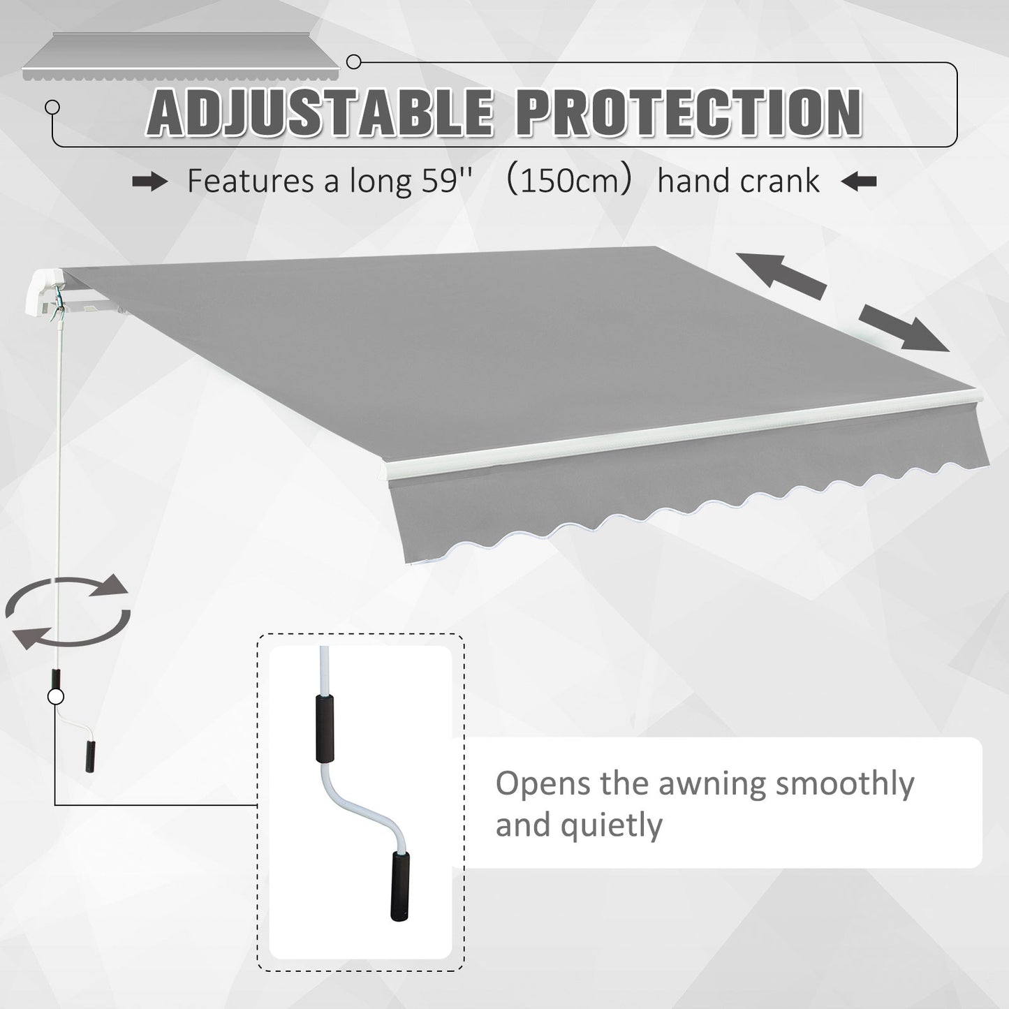 Awning Canopy Manual Retractable Porch Sun Shade Shelter 3 x 2m
