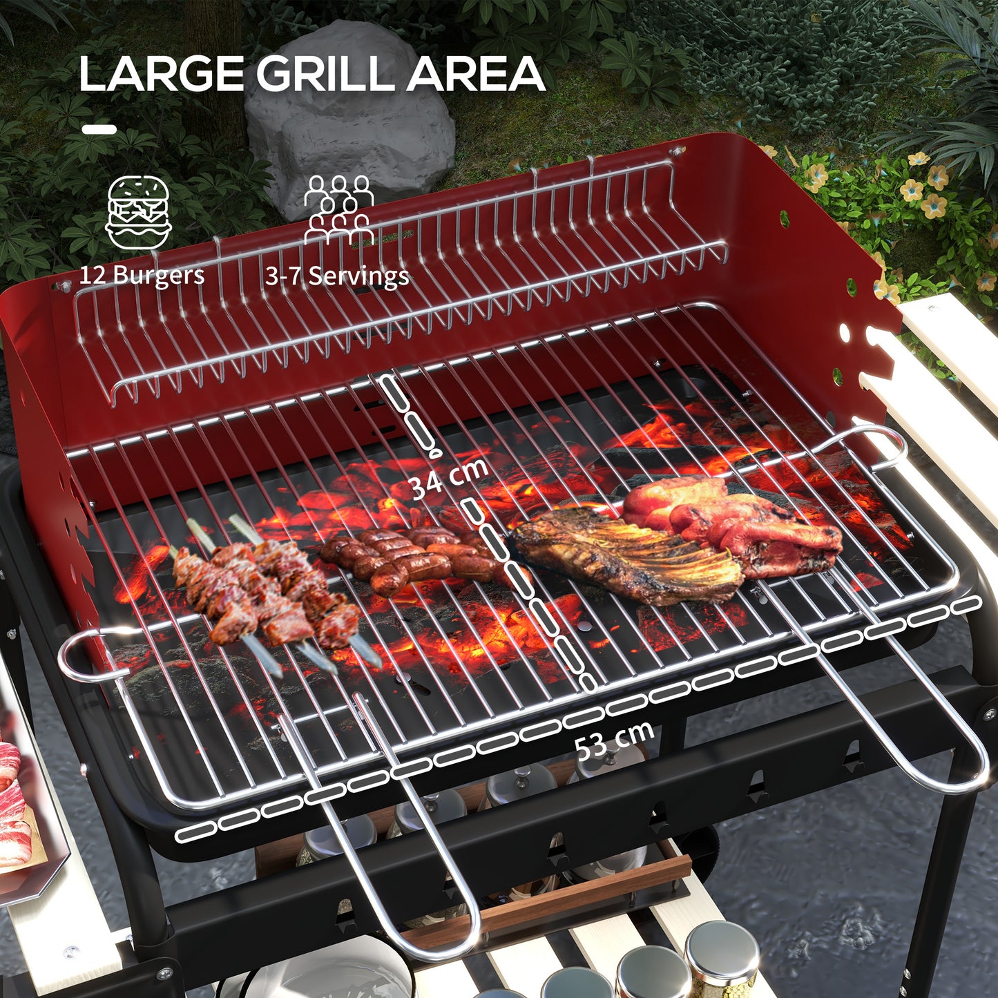 Charcoal BBQ, with Five Position Grill Grate